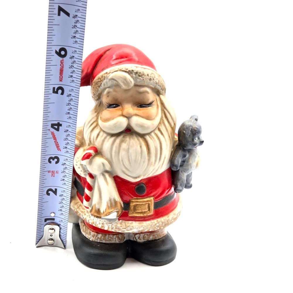 Vintage Santa Claus 6.5" Ceramic Bank Teddy Bear Christmas Homco - Picture 6 of 7